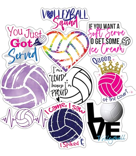 Volleyball Stickers - XL Size - Volleyball Gifts for Teen Girls, Boys, Teams - Work Great As Water Bottle Stickers, Anywhere You Need Decals or Laptop Decals