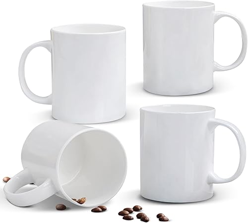 Miniatura 1 de Tazas de café blancas, tazas de café de porcelana fina de 14 onzas, tazas de porcelana de más del 45% de contenido de hueso, tazas de café expreso