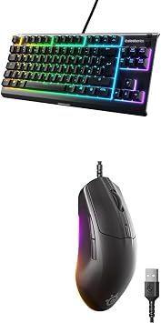 SteelSeries Apex 3 TKL - RGB Gaming Keyboard - 8-Zone RGB Illumination - English QWERTY Layout Rival 3 Gen 2 Gaming Mouse - 8500 DPI TrueMove Core Optical Sensor