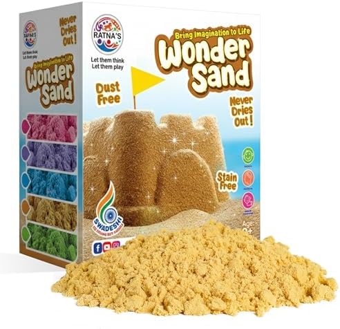 RATNA'S Wonder Sand 500g Smooth Sand for Kids with One Big Mould (Without Tray) (Brown) - Creative and Relaxing Sand Play Experience for Kids
