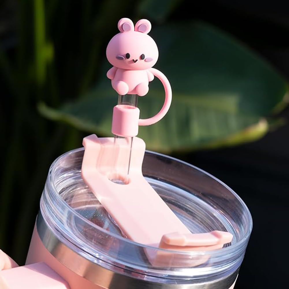 6 PCS Flower Straw Covers For Stanley Cup 30 & 40 Oz - Silicone Straw Tips With Cleaning Brush, Tumbler Accessories