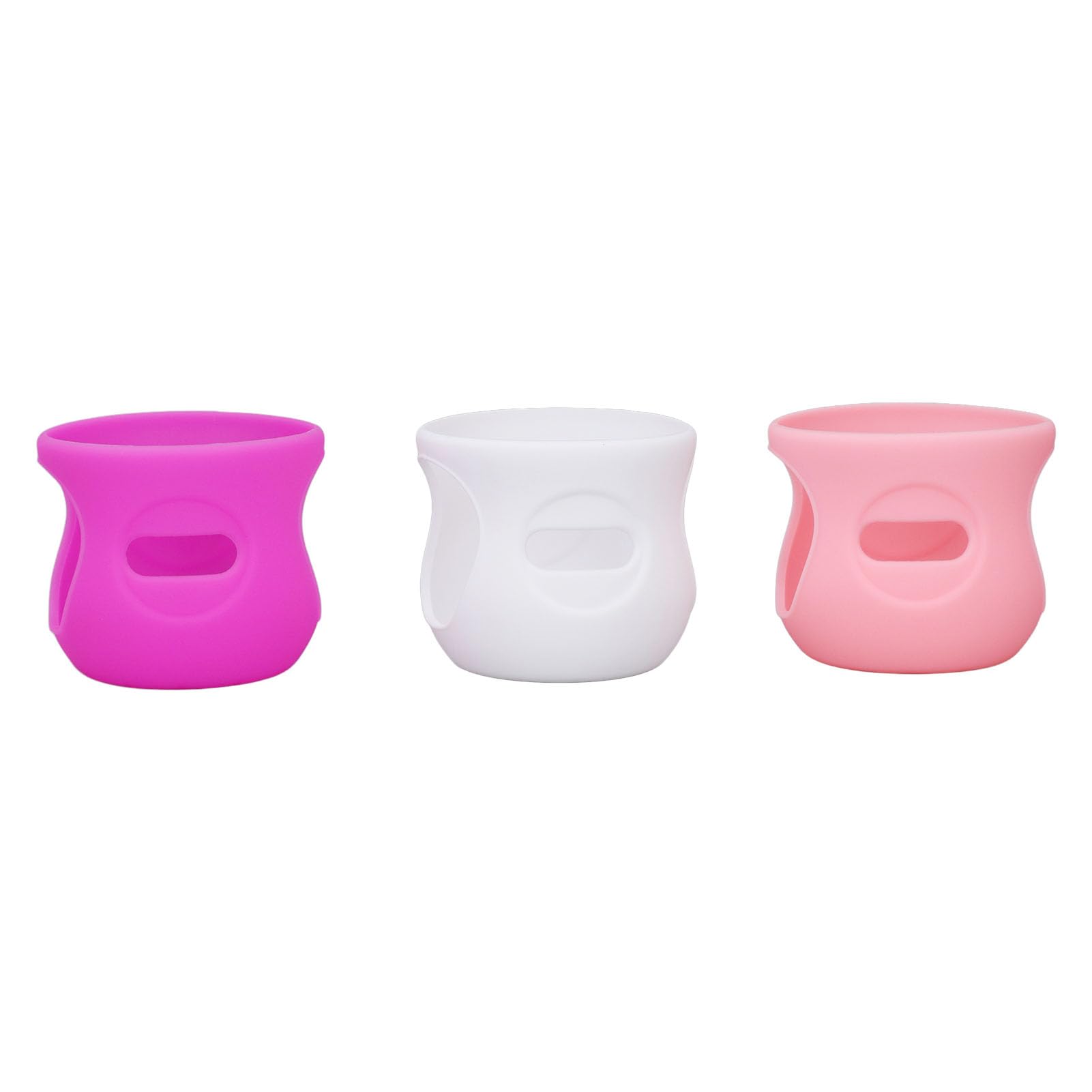 3pcs 4 Oz Silicone Bottle Sleeves, Anti Scalding Baby Bottles Cover Glass Bottle Sleeve for Home Use or Traveling (White+Pink+Purple)