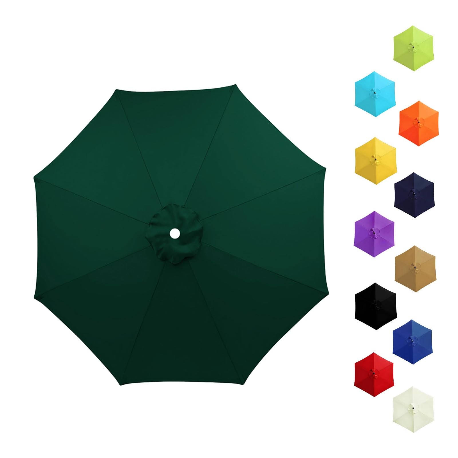 Garden Replacement Parasol Canopy 6/8 Ribs, 2.0m 2.15m 2.30m 2.5m 2.7m 3.0m 3.5m Anti-UV Patio Umbrella Replacement Canvas, Waterproof Parasol Fabric Cover for Market(Turquoise,4.0m/8 Arms)