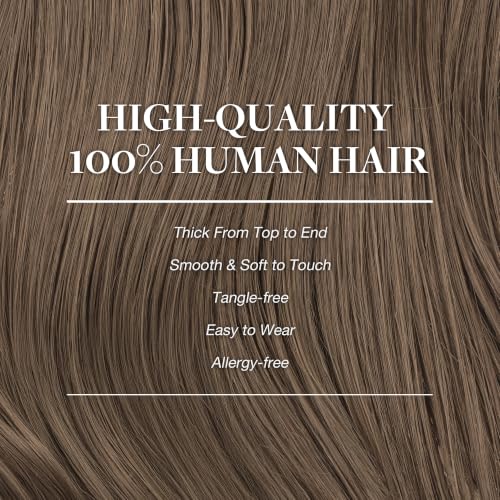 Image of GOO GOO Clip in Hair Extensions Real Human Hair, Remy Human Hair Extensions Clip ins for Women, Natural Human Hair, 16inch 120g 7Pcs, 5 Light Ash Brown
