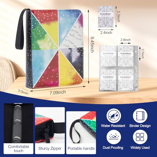 Image of Card Binder - 400 Capacity, Zippered Trading Card Holder for MTG, Sports & Collectible Cards - Acid-Free, Durable & Travel-Friendly Storage (Colorful Patchwork, 4 Pocket)