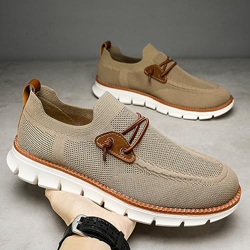 Men's Slip-on Loafers with Arch Support - Extra Cushioning, Pain Relief, Canvas Retro Casual Flat Walking Shoes 6