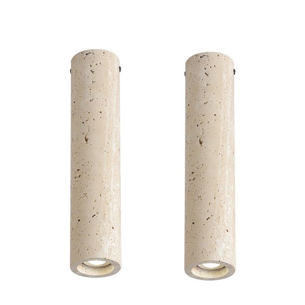 ITOSUI Modernist Travertine Ceiling Light 6.3-Inch Cylinder Flush Mount Lamp Beige Stone Spotlight for Hallway Entrance Hall Porch Kitchen Aisle E26 Base 2-Pack(28cm)