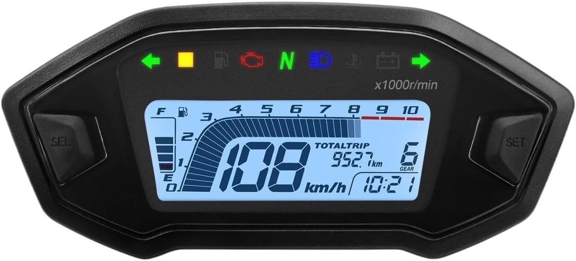 Odometer Speedometer Motorcycle Speedometer Universal Moto Dashboard 7 Colors Backlight Adjust Fuel Gauge Odometer Digital For 1 2 4 Cylinder
