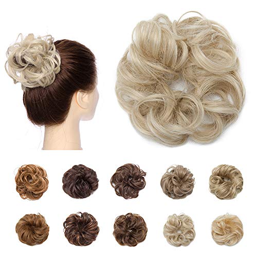 Silk-co Blond Hair Bun Scrunchy Scrunchie Bun Short Messy Hair Bun Donut Hair Updo Hairpiece Ribbon Ponytail Extensions