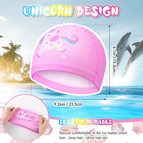 Fiada 2 Pcs Kids Swimming Cap Adjustable Toddler Swimming Goggles Stretchable Swim Hat Kids UV Protection Anti Fog Swim Glasses for Children Teens 3-15 Years Old (Unicorn) - Image 3