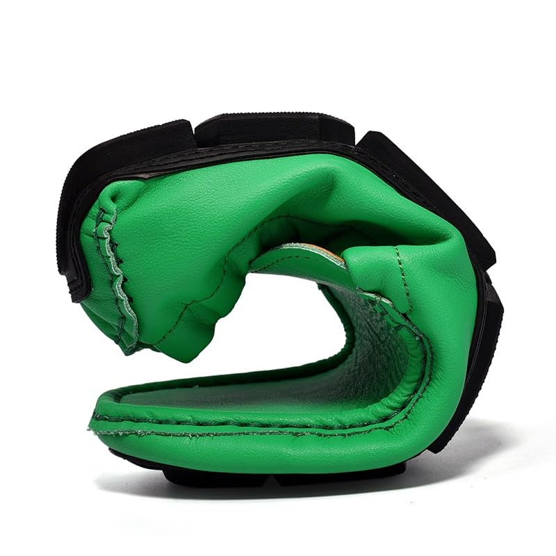 Mens Loafers Solid Color Apron Toe Driving Loafers Leather Anti-Slip Flat Heel Lightweight Outdoor Walking Slip-ons4