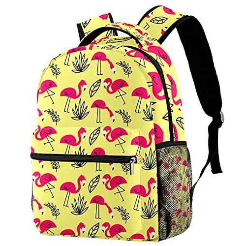 Sac à dos de voyage flamant rose jaune en toile légère et résistante