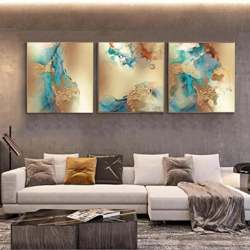 Peinture sur toile salon pour habiller un mur vide affiches vintage marbre aquarelle