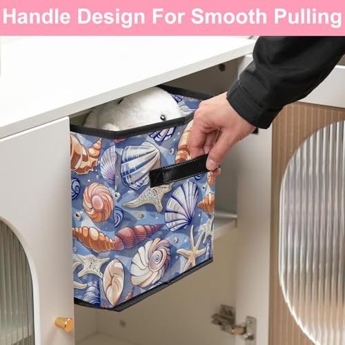 Boîte de rangement en tissu pliable avec double poignées solides