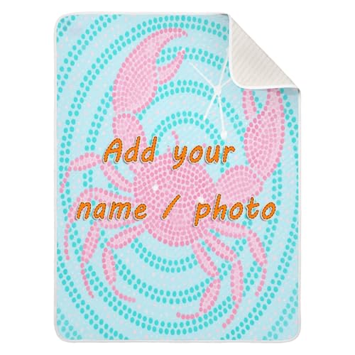 miaozhen Custom Pointillism Style Blue Pink Muslin Blanket Cozy personalizado para Text Name Blankets for Newborns, Infants, & Toddlers 30x40in...
