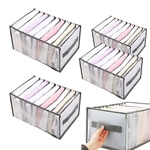 Timisea 6 cajas de almacenamiento para armarios, 25 x 36 x 20 cm, organizador portátil con 7 rejillas, para camisa, suéteres y jeans, almacenamiento de pantalones para ahorrar espacio Cover