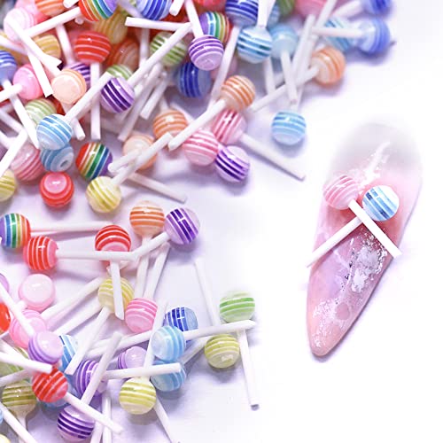 100 PCS 3D Lollipop Nail Art Charms - Kawaii Nail Charms, DIY Crafting Accessories Charm, Cartoon Manicure Supplies, YWLI