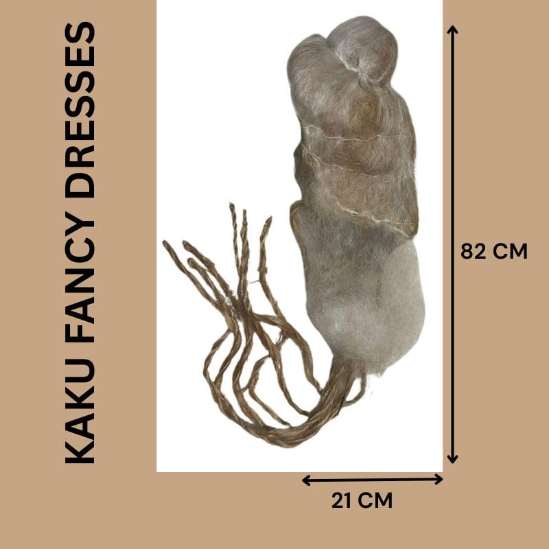 Image of Kaku Fancy Dresses White Jata Wig For Kids, Narad Muni Rishi Muni Mythological Characters Hair Wig, Sadhu Wig For Boys & Girls, Stage Drama Show Wig - White