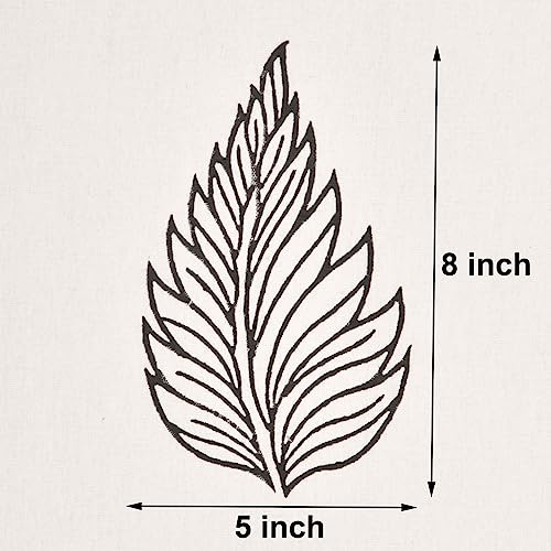 Image of THE LINEN COMPANY Cotton Duck Canvas Curtains 6 Feet Long, Printed Leaf Curtains for Door & Window, 6ft Set of 2, Black Leaf