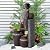 MAIBH Outdoor Water Fountain with LED Lights, UL Certified Resin Material, Natural Stone Appearance Waterfall, 5 Tiers Modern Cascading Large for Home Art Decor, Garden, Lawn and Patio (Gray)