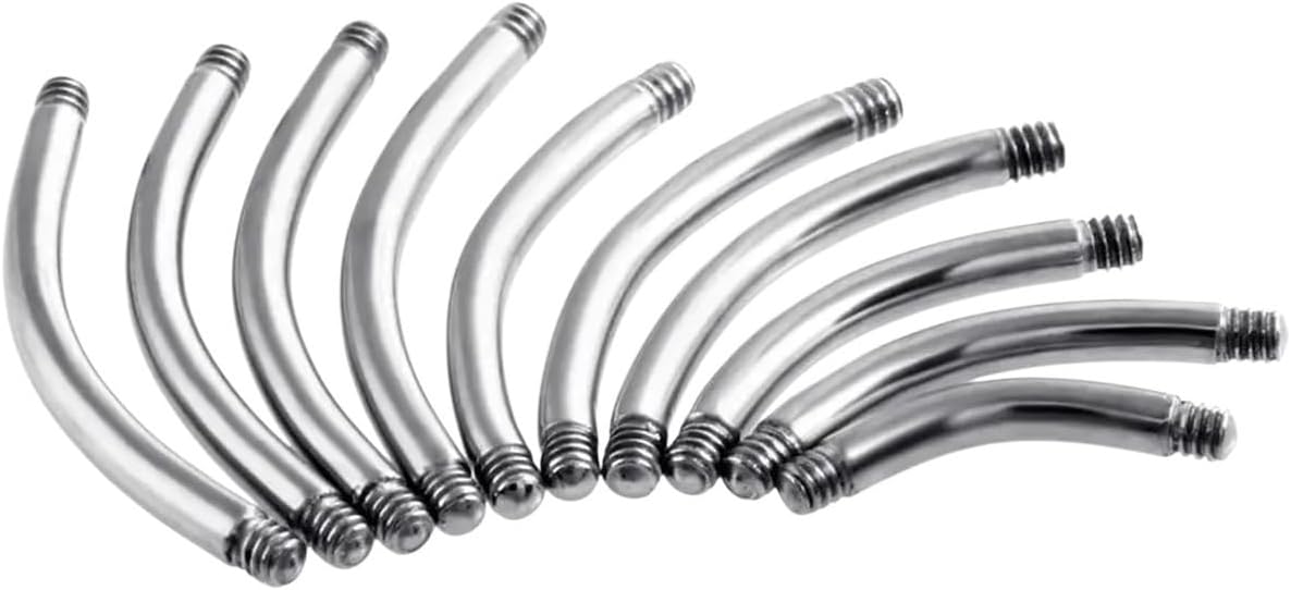 50Pcs Titanium Curved & Circular & Straight Barbell Part Screw Thread Head 16g 14g For Lip Eyebrow Nose Earring Piercing Jewelry
