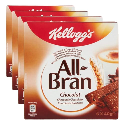 Kellogg - All Bran Choco - Barrita de cereales con chocolate - 40 g x 6 unidades (Paquete de 4)