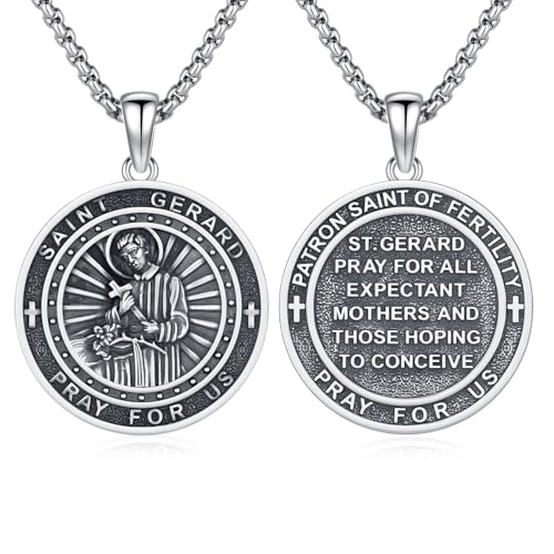 XIXLES St Gerard Fertility Medal-Patron Saint of Pregnancy Pendant Necklace
