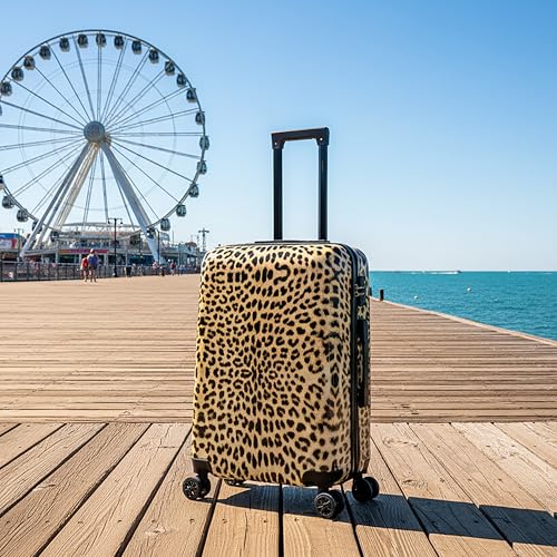 Image of InUSA Prints 26.82 inch Hardside Suitcase, 4-Wheeled Spinner, TSA Checkpoint Friendly, Cheetah Animal Print (IUAPC00M-CHE)