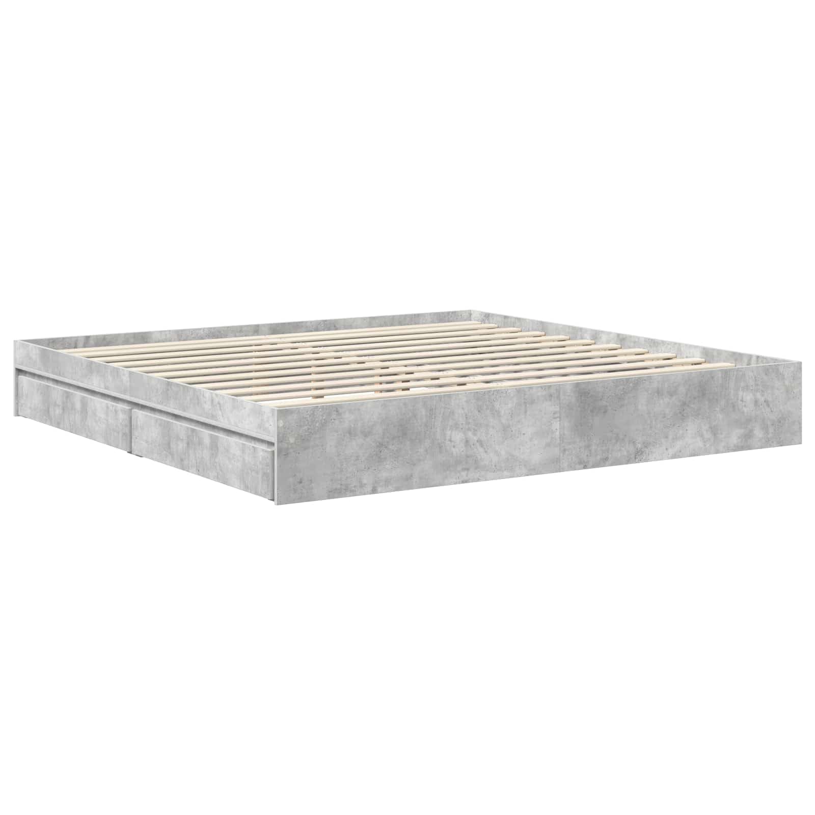 Letto Con Contenitore Con Testiera Grigio Cemento 200x200 cm