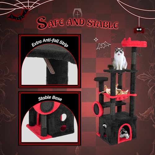 Torre para gatos estilo gótico con hamaca y condo amplio miniatura 5