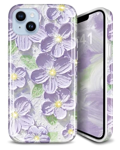 Coque antichoc iPhone 14 et 13 en silicone souple protection mince fleur