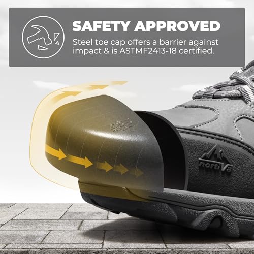 NORTIV 8 NORTIV 8 Waterproof Steel Toe Boots for Men Slip Resistant Safety Industrial Boots Paladin-Steel,Size 10.5,Dark Grey