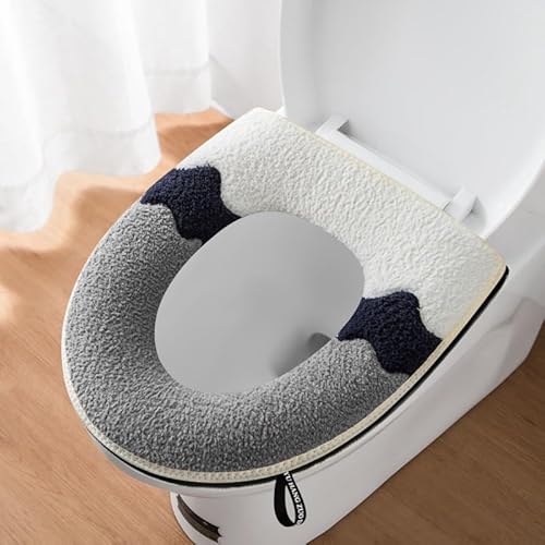 2 Stück dickere Badezimmer Weiche Toilettensitzbezug Pad mit Griff Toilettendeckel Abdeckung Kissen Weich Dicker Waschbar Passt auf alle ovalen WC-Sitze