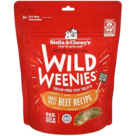 Stella & Chewy's Freeze-Dried Raw Wild Weenies Dog Treats – All-Natural, Protein Rich, Grain Free Dog & Puppy Treat – Great for Training & Rewarding – Grass-Fed Beef Recipe – 3.25 oz Bag Cover