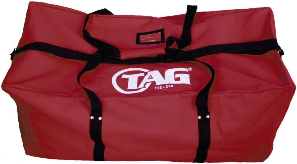 TAG All-Purpose Sports Equipment Bag, Large Gym Duffle Bag with Rubber Bottom, ID Card Holder (Scarlet Red)