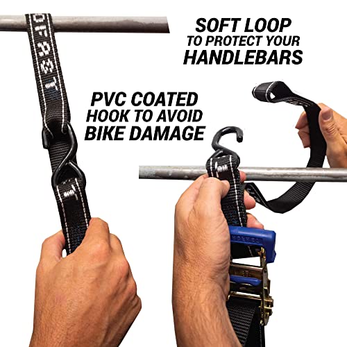 Aerofast Ultimate Motorcycle Kit - Motorcycle Ratchet Strap Tie Down With Swivel Karabiner And Fork Support Protection For Your Motorcycle Forks #TOP5