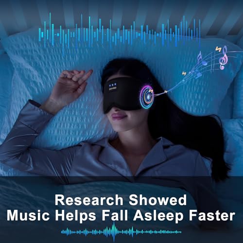 Deep Sleep Mask with Bluetooth 5.4 Headphones - Blackout Sleeping Mask Side Sleeper Eye Masks Earphone Rechargeable Headband Wiless Music Ear Muffs Portable Travel Essentials Gift for Women Men Mom — view 2