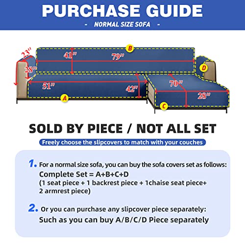 Hdcaxkj Couch Arm Covers Chenille Fabric Corner Sectional Sofa Cover For Dogs Pet Anti Slip L Shape Sofa Slipcover Living Room Furniture Protector 28 X 23 Inch Navy Blue (Sold By Piece/Not All Set) #TOP2