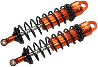 Aluminum 6061-T6 Front Adjustable Spring Dampers 128mm With 6mm Shaft For Traxxas 1/8 4WD Sledge Monster Truck 95076-4 - 2Pc Set Orange