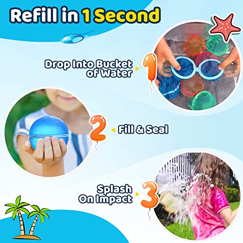 Soppycid 12 Pcs Reusable Water Balloons, Pool Beach Water Toys For Boys And Girls, Outdoor Summer Toys For Kids Ages 3-12, Magnetic Water Ball For Outdoor Activities #TOP5