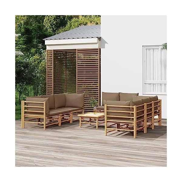 Bambus Garten-Lounge-Set 9-teilig Taupe