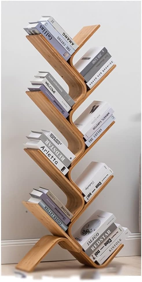 Étagère à livres arbre du sol au plafond : meuble bois massif maison