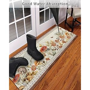 Front door mat farmhouse flower plants boho retro american pastoral indoor outdoor entrance doormat washable floor mats for front door bathroom kitchen runner rugs 24×71 inch  urban country home decor