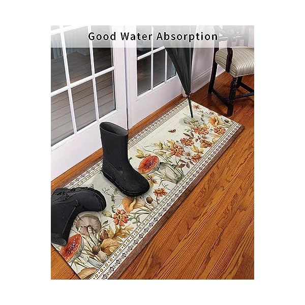 Front door mat farmhouse flower plants boho retro american pastoral indoor outdoor entrance doormat washable floor mats for front door bathroom kitchen runner rugs 24×71 inch  urban country home decor