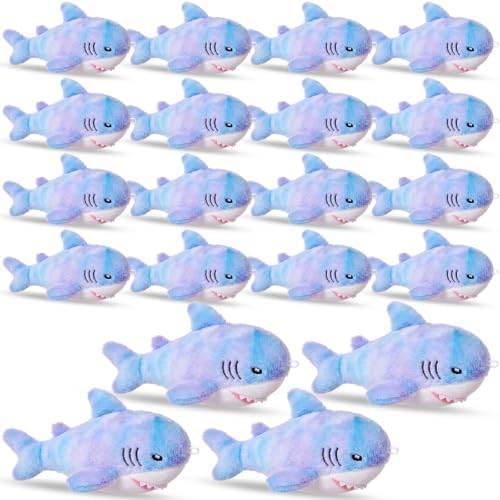Soulchen Adopt a Shark Party Favors Shark Plush Toys Mini Ocean Stuffed Animals Bulk Soft Tiny Ocean Animal for Backpack Stocking Bag Filler Kids Supplies Birthday Theme Party (Blue)