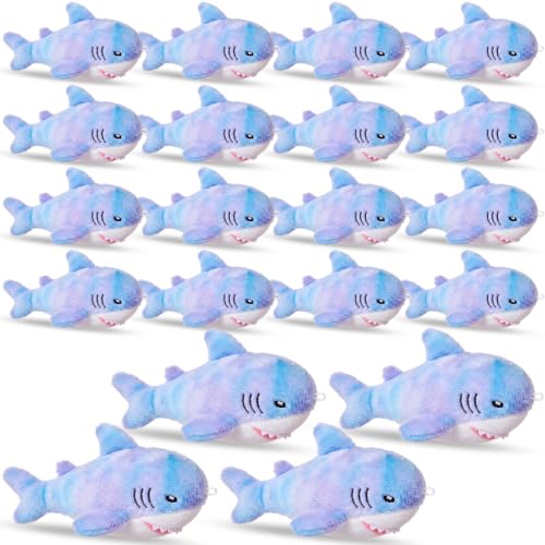 Soulchen Adopt a Shark Party Favors Shark Plush Toys Mini Ocean Stuffed Animals Bulk Soft Tiny Ocean Animal for Backpack Stocking Bag Filler Kids Baby Stuffs Birthday Theme Party(Blue)