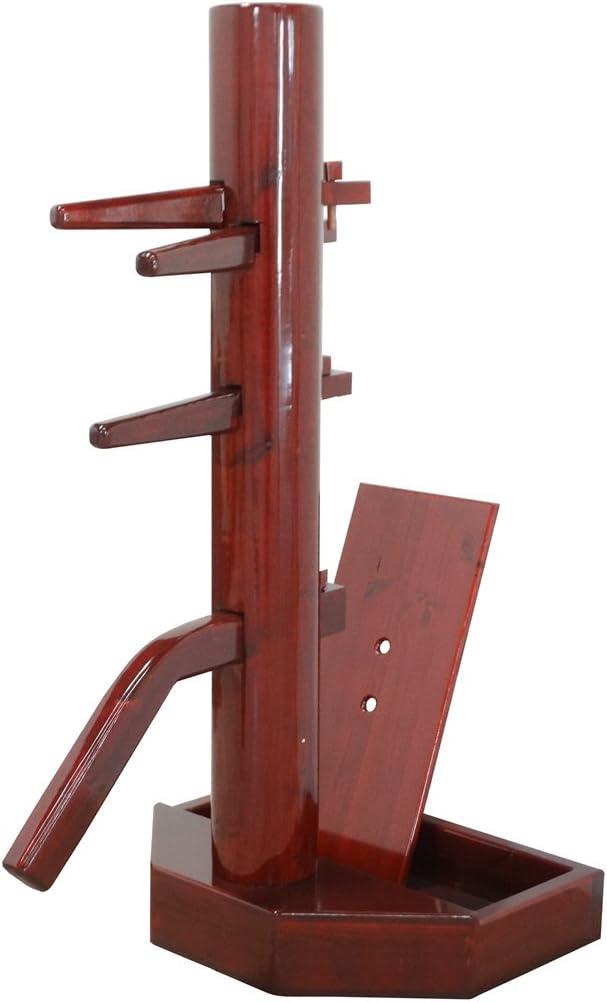 Wing Chun Wooden Dummy with Base Walnut Color With Form And Cover