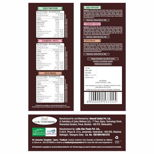 Image of RiteBite Max Protein Wafer Bars with Millets, All Flavors (Pack of 24), 10g Protein, No Maida, No Palm Oil, Zero Added Sugar, Healthy Wafer Snack, 480g