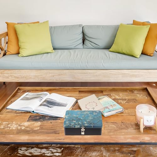 TOYANDONA Tinplate Storage Box Large Rectangular with Lock Apricot Blossom Print for Desktop and Home Organizing - Image 8