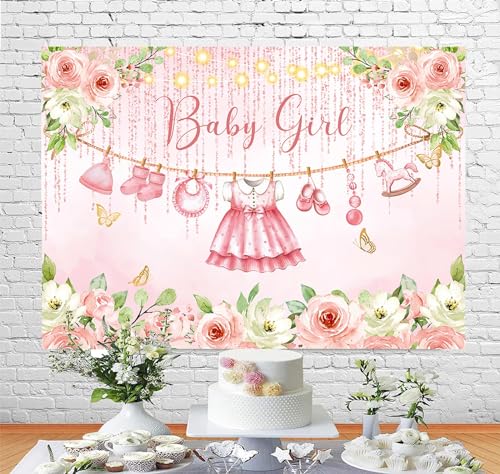 Fondo Photográfico Baby Shower Rosa Floral 7x5ft miniatura 4